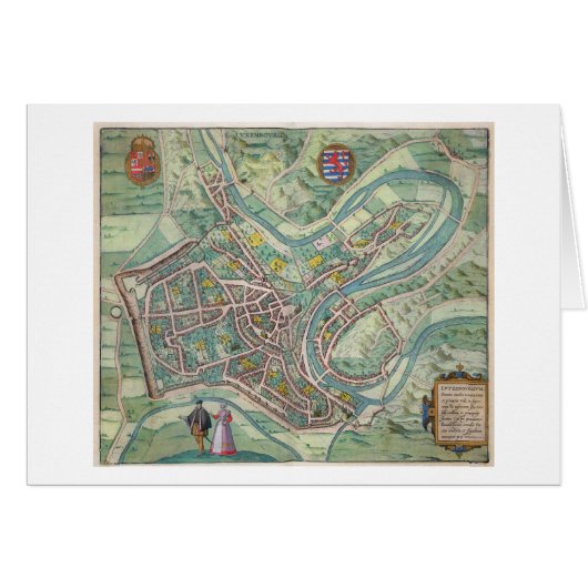 Map of Luxembourg, from 'Civitates Orbis Terrarum' Cards (Front Horizontal)