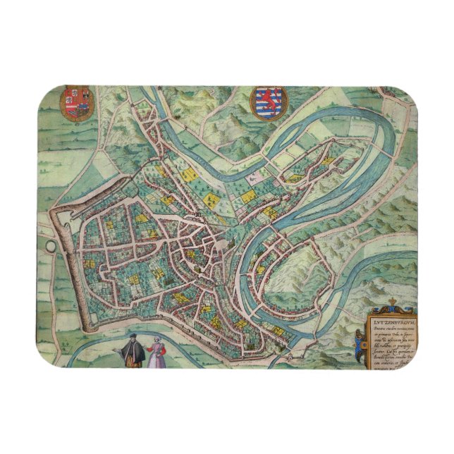 Map of Luxembourg, from 'Civitates Orbis Terrarum' Magnet (Horizontal)