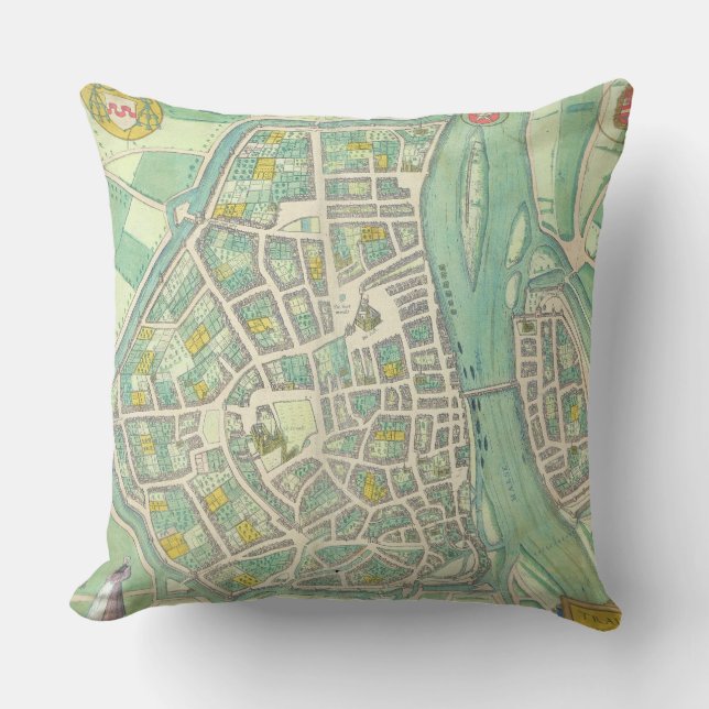 Map of Maastricht, from 'Civitates Orbis Terrarum' Throw Pillow (Front)