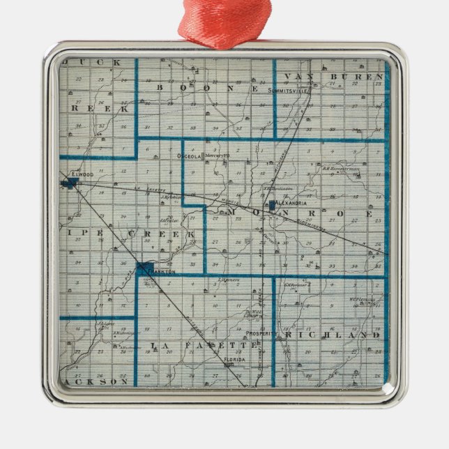 Map of Madison County Metal Ornament (Front)
