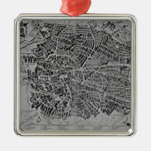 Map of Madrid Metal Ornament