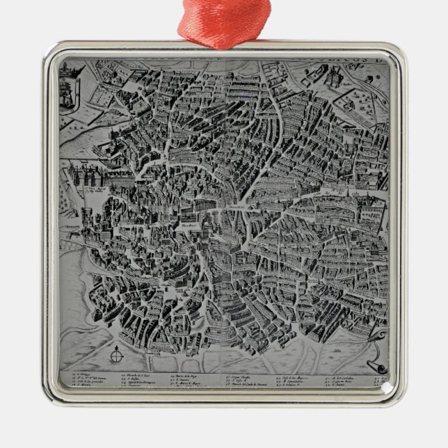Map of Madrid Metal Ornament (Front)