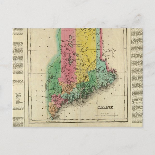 Map Of Maine Postcard (Front)