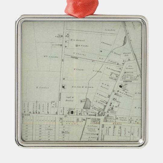 Map of Manasquan, New Jersey Metal Ornament