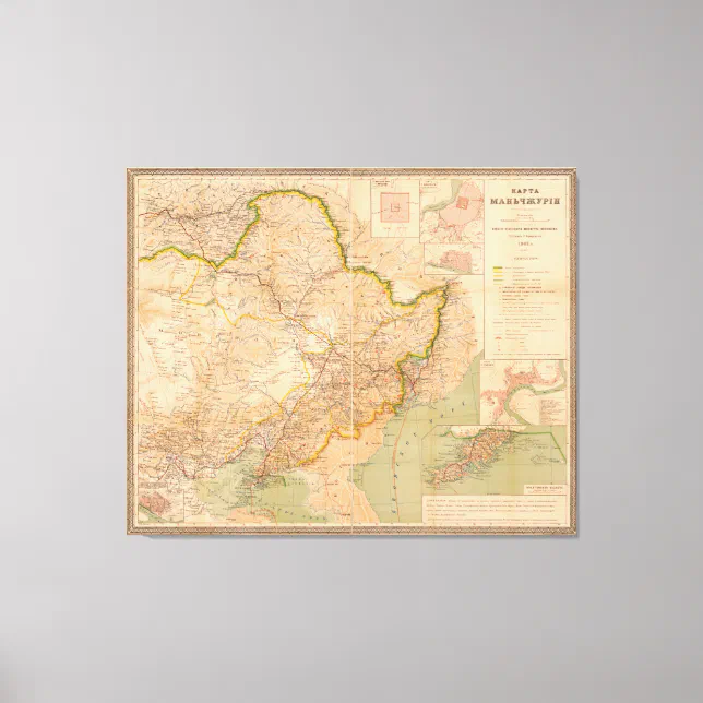 Map of Manchuria, China (1901) Canvas Print | Zazzle