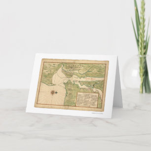 Map of Manhattan and the New York City Region 1639 Card