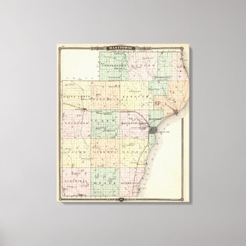 Map of Manitowoc County State of Wisconsin Canvas Print