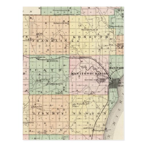 Map of Manitowoc County, State of Wisconsin Postcard | Zazzle