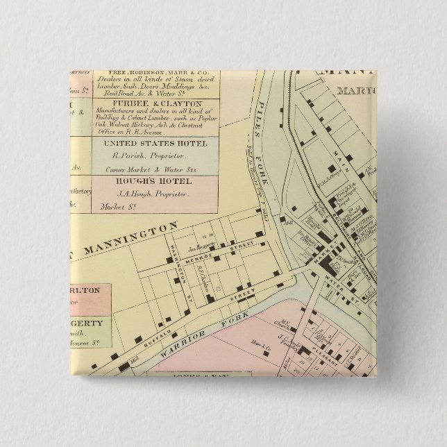 Map of Mannington, West Virginia Button (Front)