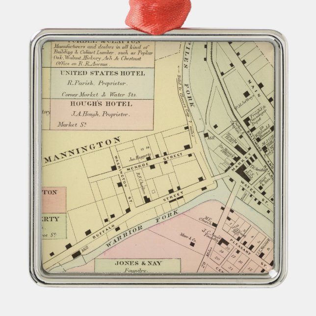 Map of Mannington, West Virginia Metal Ornament (Front)