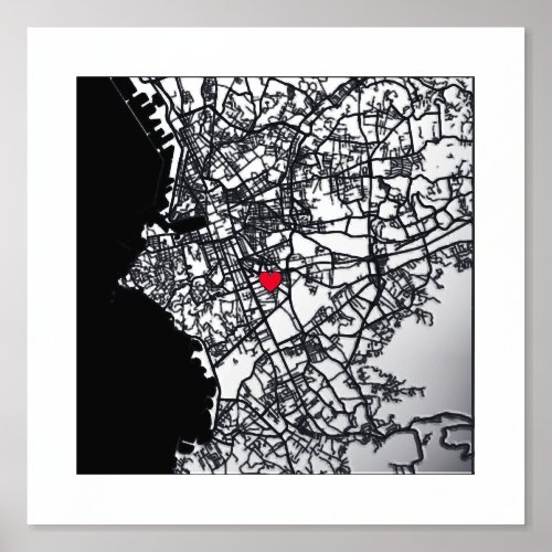 Map of Marseille France Classy Modern Elegant Gift Foil Prints