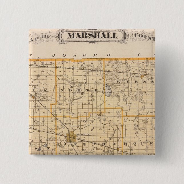 Map of Marshall County Pinback Button (Front)