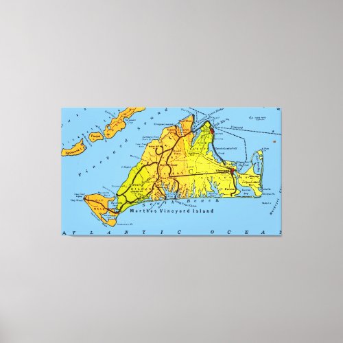 Map of Marthas Vineyard MA Canvas Print