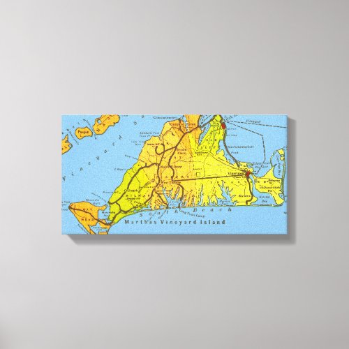 Map of Marthas Vineyard MA Canvas Print