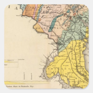 Map of Maryland and the District of Columbia Square Sticker