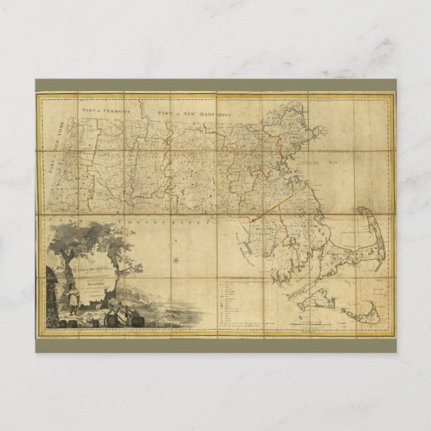 Map Of Massachusetts 1802 Postcard Zazzle   Map Of Massachusetts 1802 Postcard R3d91facce0824de98212ac660f466f7e Ucbjp 630 