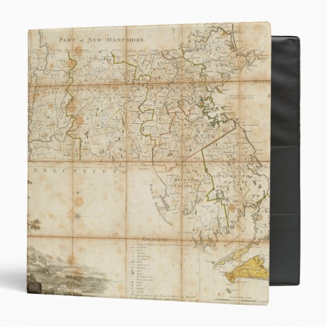Map Of Massachusetts 3 Ring Binder (Front/Inside)