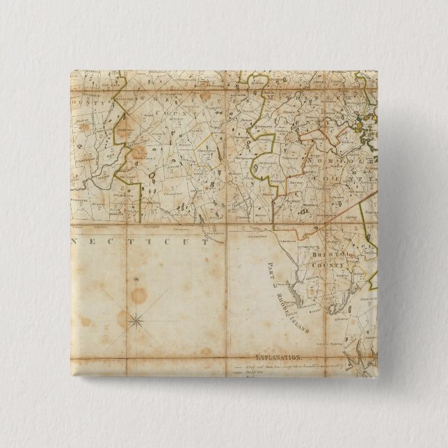 Map Of Massachusetts Button (Front)