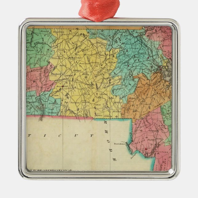 Map Of Massachusetts Metal Ornament (Front)