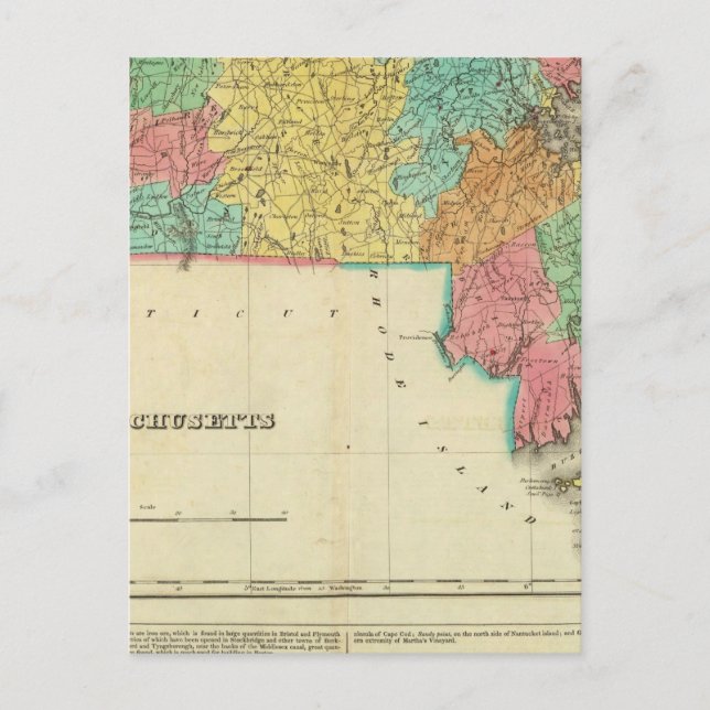 Map Of Massachusetts Postcard (Front)