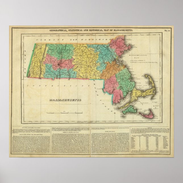 Map Of Massachusetts Poster (Front)