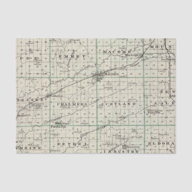 Map of McDonough County, Rushville Tissue Paper (Front)