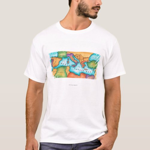 Map of Mediterranean Sea T_Shirt