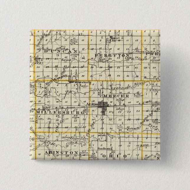 Map of Mercer County, Rock Island and Plano Button (Front)