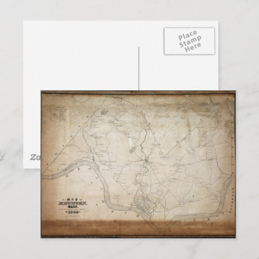 Map of Methuen Massachusetts in 1846 Postcard | Zazzle