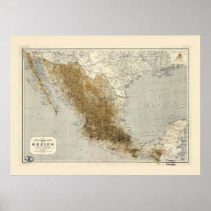 Map of Mexico (1911) Poster