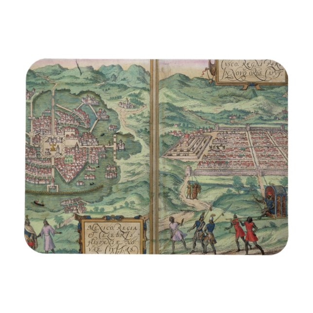 Map of Mexico and Cuzco, from 'Civitates Orbis Ter Magnet (Horizontal)