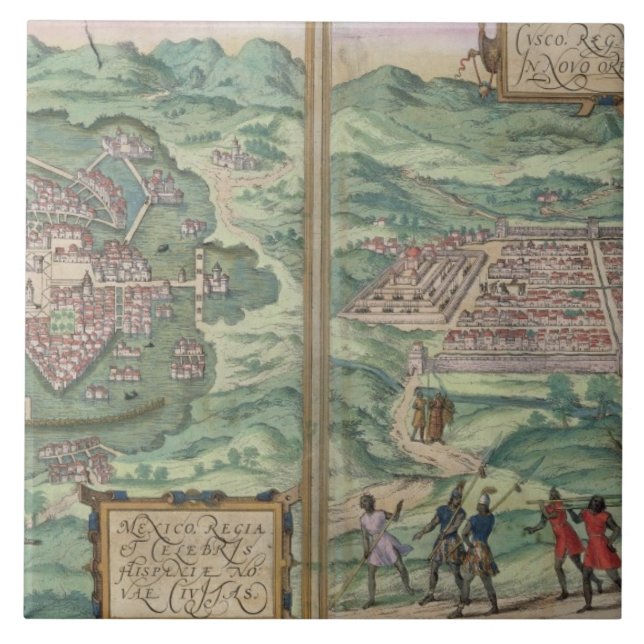 Map of Mexico and Cuzco, from 'Civitates Orbis Ter Tile (Front)