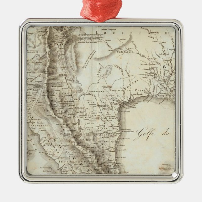 Map of Mexico and neighboring countries Metal Ornament (Front)