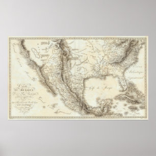 Map of Mexico and neighboring countries Poster