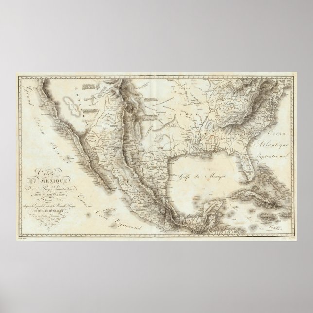 Map of Mexico and neighboring countries Poster (Front)