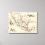 Map of Mexico, California and Texas Canvas Print