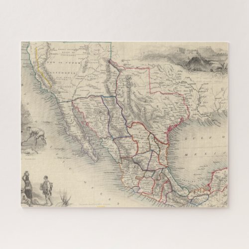 Map of Mexico California and Texas Jigsaw Puzzle