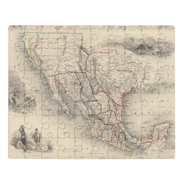 Map of Mexico, California and Texas Jigsaw Puzzle (Puzzle Horizontal)