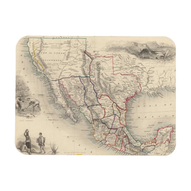 Map of Mexico, California and Texas Magnet (Horizontal)