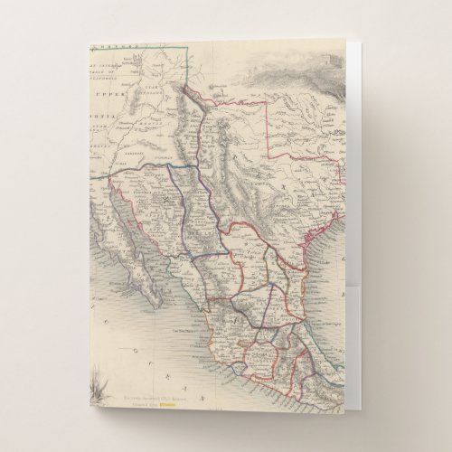 Map of Mexico California and Texas Pocket Folder