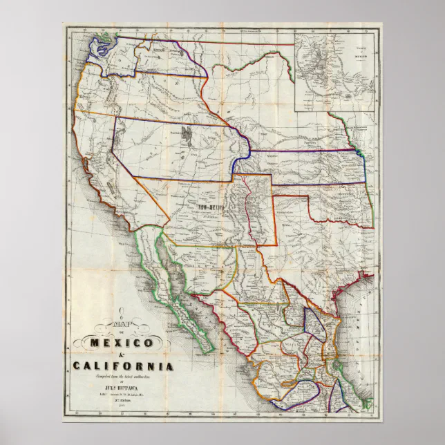 Map Of Mexico &amp; California Poster | Zazzle