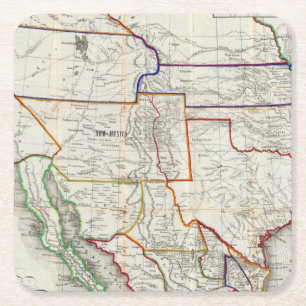 Map Of Mexico & California Square Paper Coaster