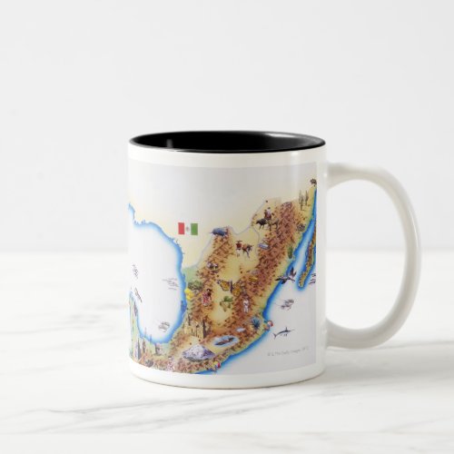 Map of Mexico Central America and Caribbean Two_Tone Coffee Mug