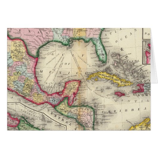 Map Of Mexico, Central America Cards (Front Horizontal)
