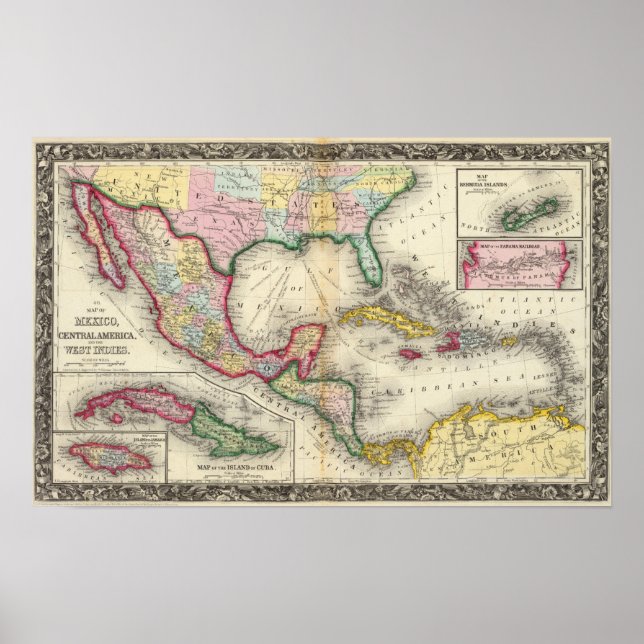 Map Of Mexico, Central America Poster (Front)