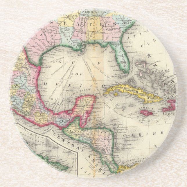 Map Of Mexico, Central America Sandstone Coaster (Front)