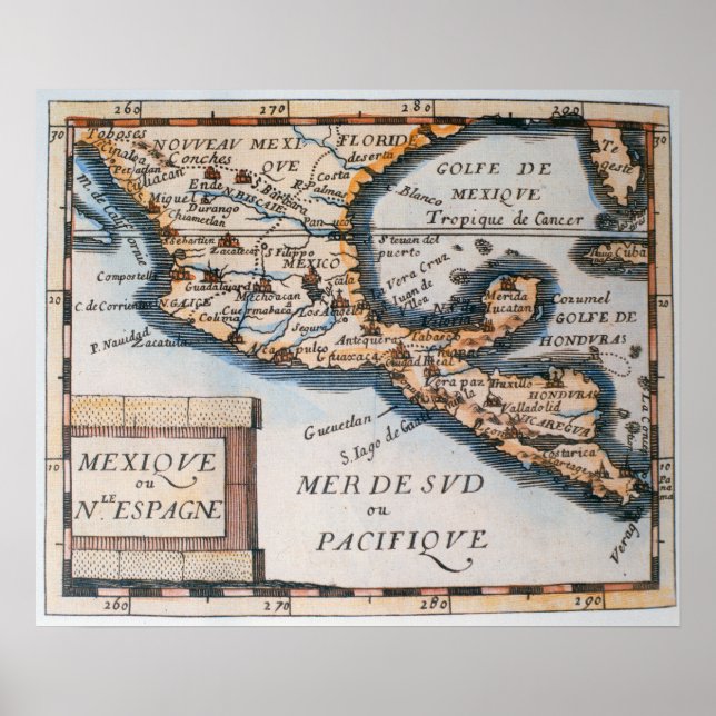 Map of Mexico or New Spain | 1625 Poster (Front)