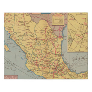 Map of Mexico - "Our Southern Neighbor" Faux Canvas Print