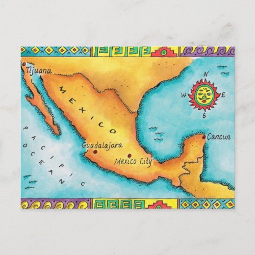 Map of Mexico Postcard