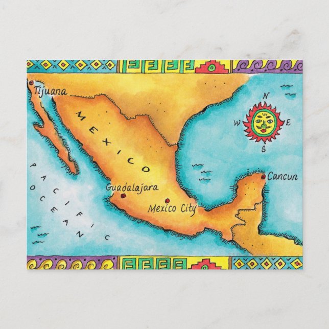 Map of Mexico Postcard (Front)